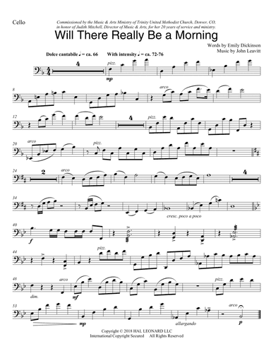 Will There Really Be A Morning - Cello