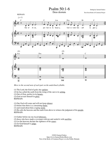 Psalm 50:1-6 BCP for cantor and accompaniment with refrain