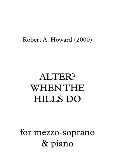 Alter? When the hills do