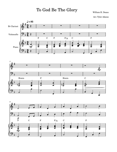 To God Be The Glory (Clarinet and Cello Duet with Piano)