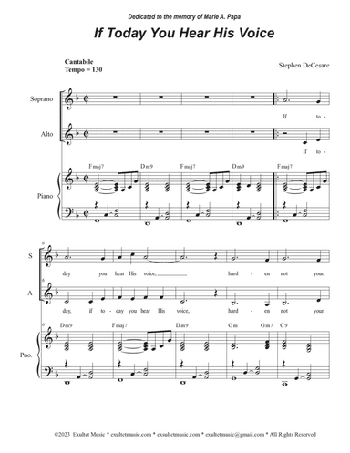 If Today You Hear His Voice (2-part choir - (SA)
