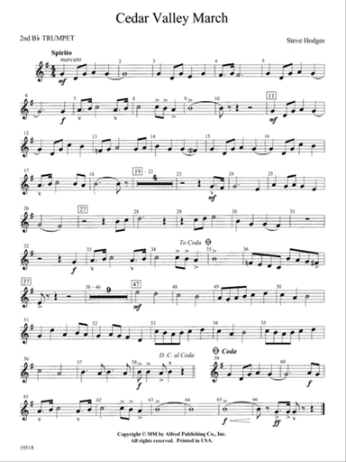 Cedar Valley March: 2nd B-flat Trumpet
