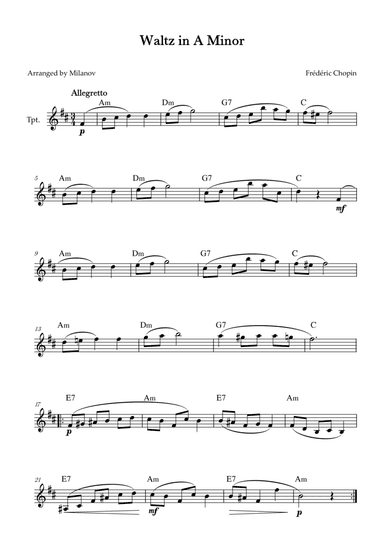 Waltz in A Minor | B. 150, Op. Posth. | Chopin | Trumpet | Chords