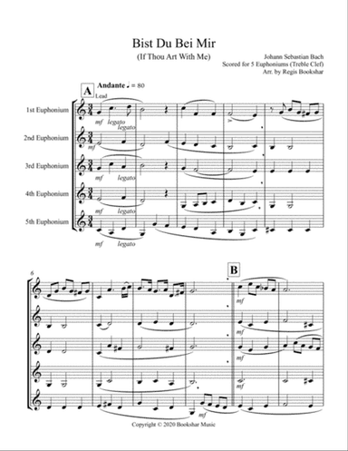Bist Du Bei Mir (Euphonium Quintet - Treble Clef)