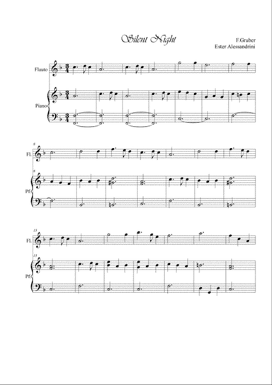 Silent night easy. Flute and piano