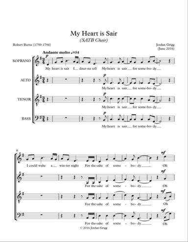 My Heart is Sair (SATB Choir)