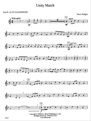 Unity March: 2nd E-flat Alto Saxophone