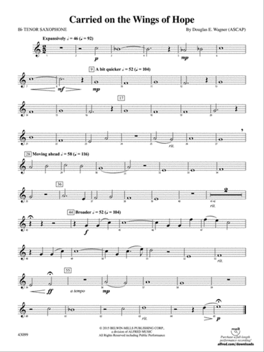 Carried on the Wings of Hope: B-flat Tenor Saxophone
