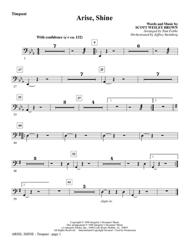 Arise, Shine (arr. Tom Fettke) - Timpani