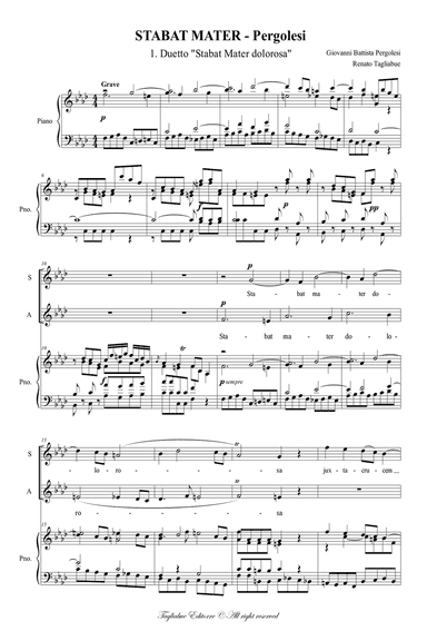 STABAT MATER - Pergolesi - 1. "Stabat Mater" - Duetto - Arr. for SA and Organ