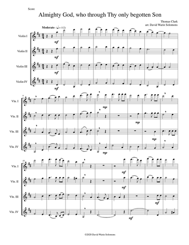 Almighty God, who through thy only begotten Son (Easter motet) for 4 violins