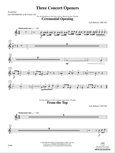Three Concert Openers: (wp) 2nd B-flat Trombone T.C.