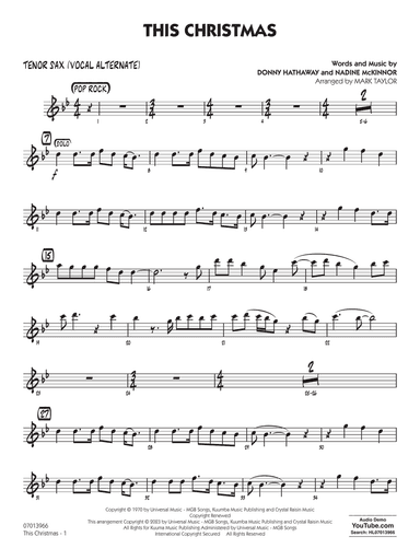 This Christmas (Key: Ab) (arr. Mark Taylor) - Tenor Sax (Alt.)