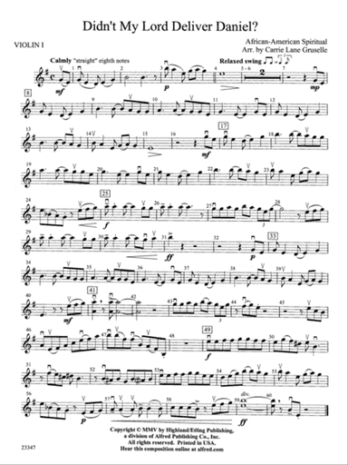Didn't My Lord Deliver Daniel?: 1st Violin