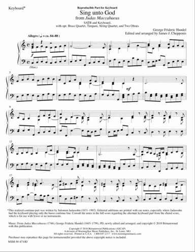 Sing unto God from Judas Maccabaeus (Downloadable Keyboard Part)