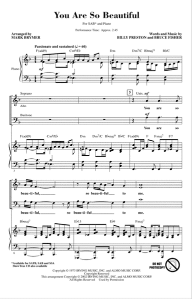 You Are So Beautiful (arr. Mark Brymer)