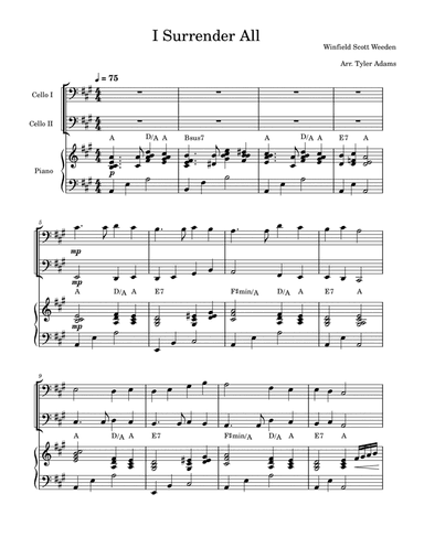 I Surrender All (Cello Duet and Piano)