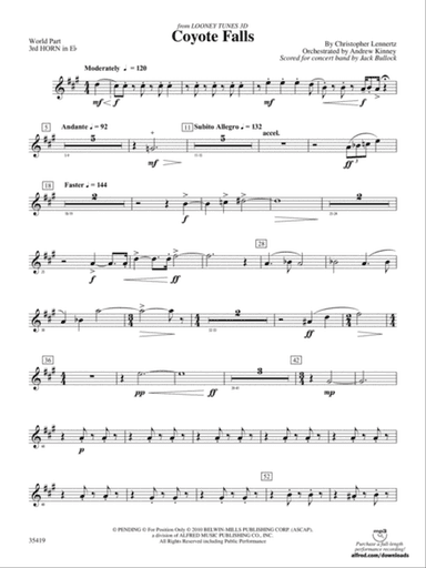 Coyote Falls (from Looney Tunes 3D): (wp) 3rd Horn in E-flat