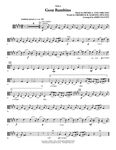 Gesú Bambino (arr. John Leavitt) - Viola