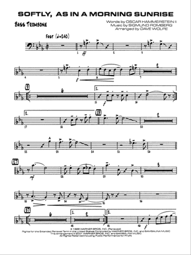 Softly, As in a Morning Sunrise: 4th Trombone