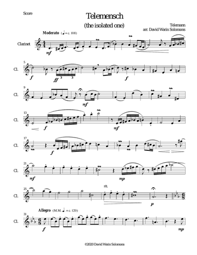 Telemensch (The isolated one) - for clarinet solo