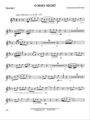 O Holy Night: B-flat Tenor Saxophone