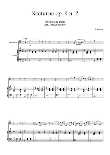 Nocturno op. 9 no. 2 (cello and piano - SIMPLIFIED) CHOPIN