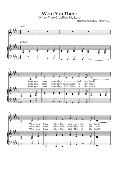 Were You There - for piano and alto in B major