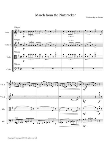 March from the Nutcracker by Tchaikovsky (arranged for String Quartet)