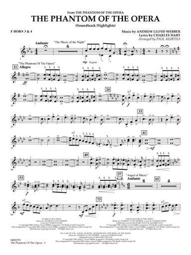 The Phantom Of The Opera (Soundtrack Highlights) (arr. Paul Murtha) - F Horn 3 & 4