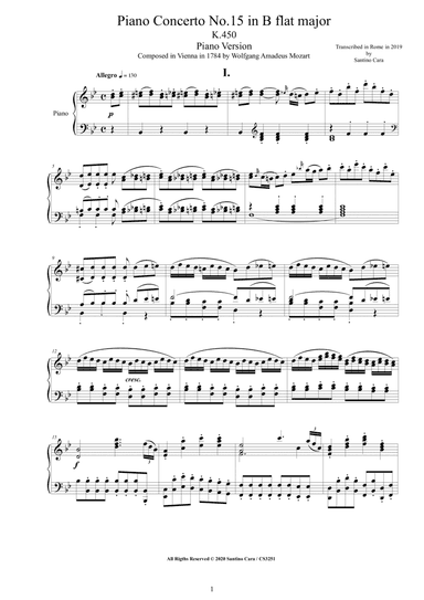 Mozart - Piano Concerto No.15 in B flat major K.450 - Piano Version