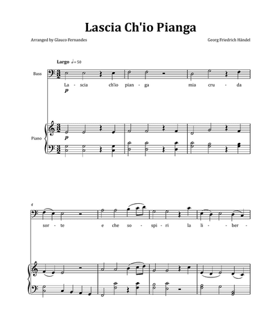 Lascia Ch'io Pianga by Händel - Tenor & Piano in C Major