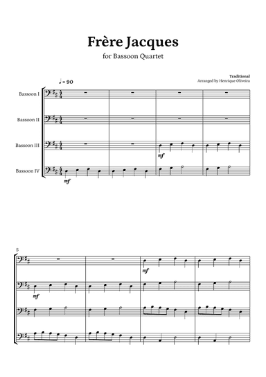 Frère Jacques (Bassoon Quartet)