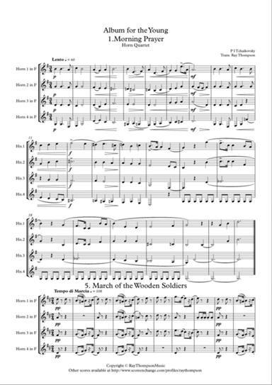 Tchaikovsky: 4 Pieces from Album for the Young Op.39 - horn quartet