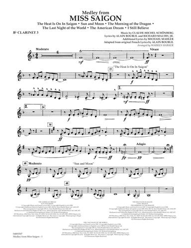 Medley from Miss Saigon (arr. Warren Barker) - Bb Clarinet 3