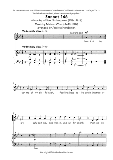 Sonnet 146 (SATB and organ)