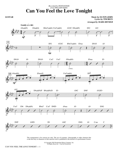 Can You Feel the Love Tonight? (from The Lion King) (arr. Mark Brymer) - Guitar