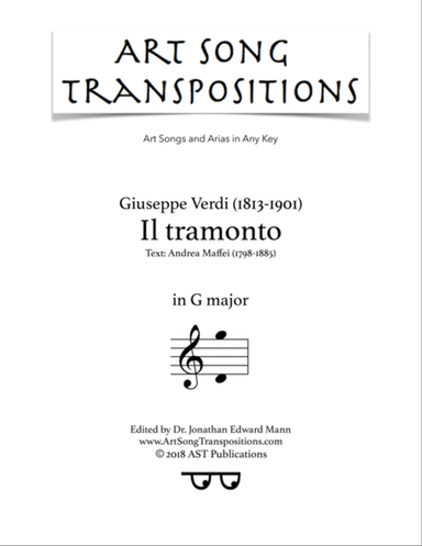 VERDI: Il tramonto (transposed to G major)