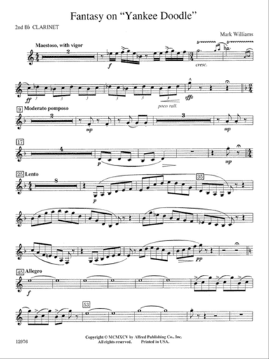 Fantasy on "Yankee Doodle": 2nd B-flat Clarinet