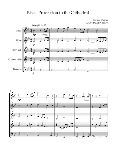 Elsa's Procession to the Cathedral (from Lohengrin) for Woodwind Quintet