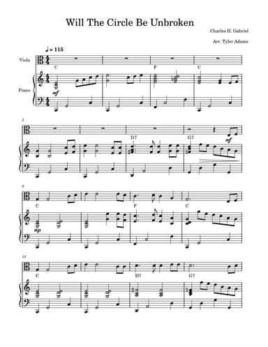 Will The Circle Be Unbroken (Viola Solo with Piano)