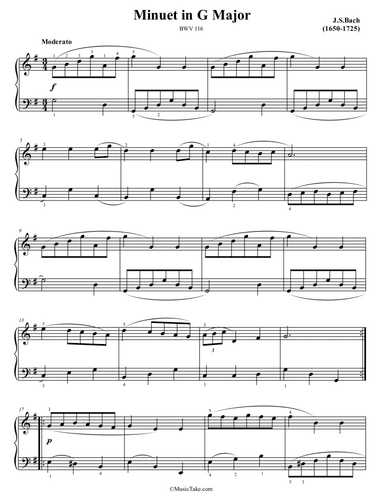 Bach Minuet in G Major BWV 116