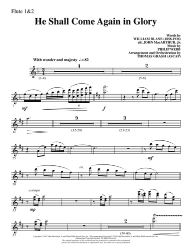He Shall Come Again in Glory (arr. Thomas Grassi) - Flute 1 & 2