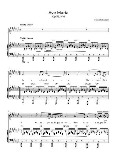 Ave Maria Schubert - Tenor with chords in F#