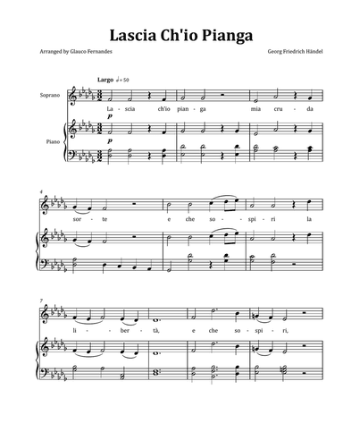 Lascia Ch'io Pianga by Händel - Soprano & Piano in D-flat Major