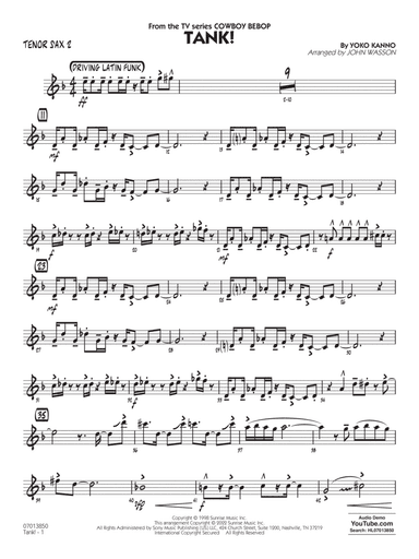 Tank! (from Cowboy Bebop) (arr. John Wasson) - Tenor Sax 2