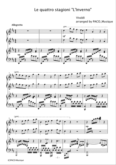 âWinterâ from âThe Four Seasonsâ for hands piano
