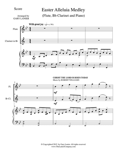 EASTER ALLELUIA MEDLEY (Trio – Flute, Bb Clarinet/Piano) Score and Parts