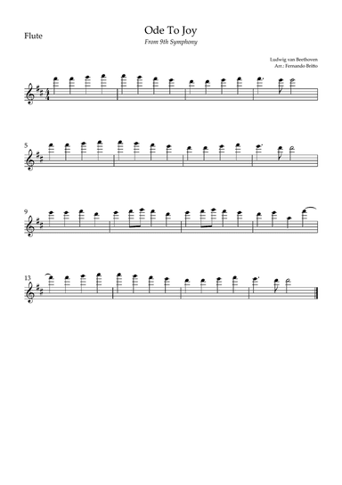 Ode To Joy (from Beethoven's 9th Symphony) for Flute Solo