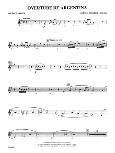 Overture de Argentina: 3rd B-flat Clarinet